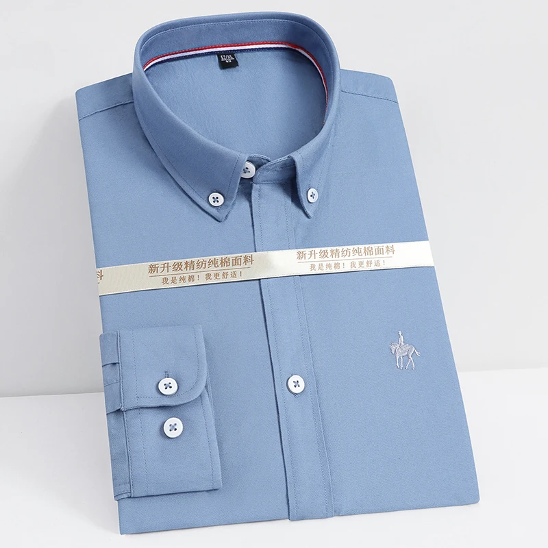 

100% cotton Oxford Shirt Mann Business Tshirt Men Luxury Dress Shirt Long Sleeve Shirt Mens Clothing