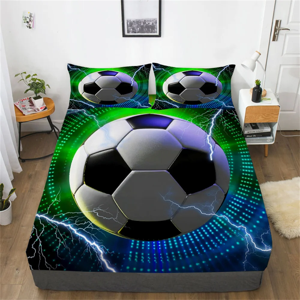 

Football 3D Comforter Cover Set Queen Bed Size Sheet Sets Teens Children Home Bedclothes Cotton Fitted Sheets Beds Covers