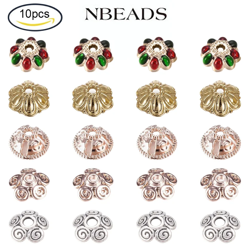 

10PC Alloy Bead Caps Long-Lasting Plated Flower Real 18K Gold Plated for Jewelry Making DIY Bracelets Necklace Craft