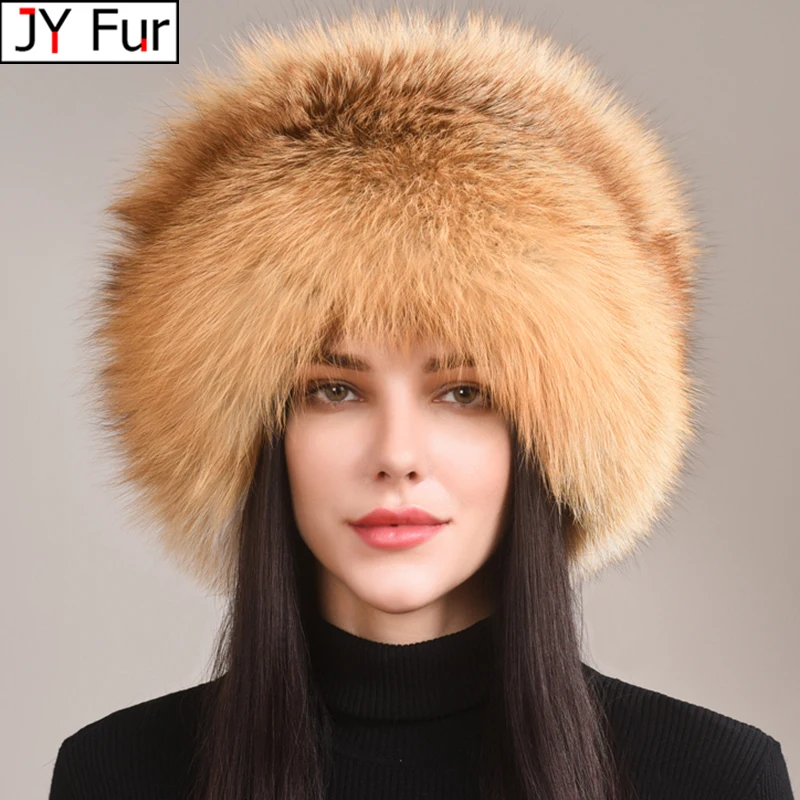Autumn and winter 2023 New Women's Genuine Natural Fox Fur Cap Russian Fur Hat Real Fox Fur Hat Dome Mongolian Hat