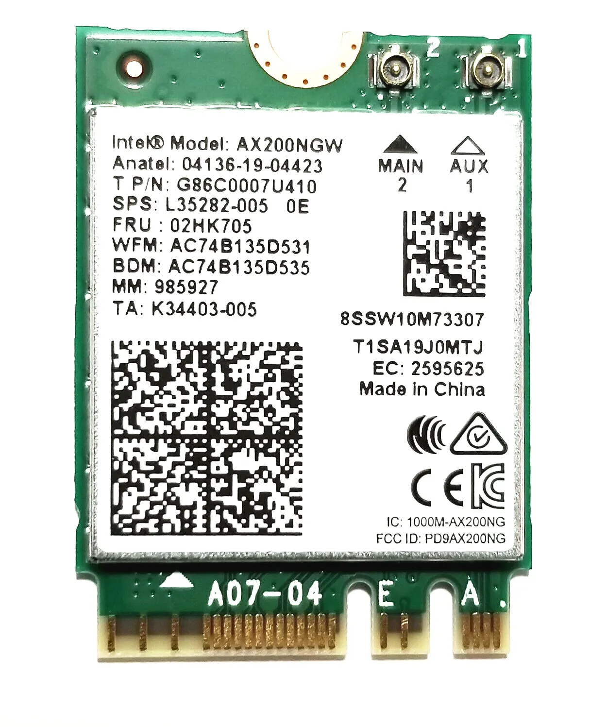Новая беспроводная карта Intel WiFi 6 AX200 802.11ax 160 МГц Bluetooth 5 1 FRU 02HK705