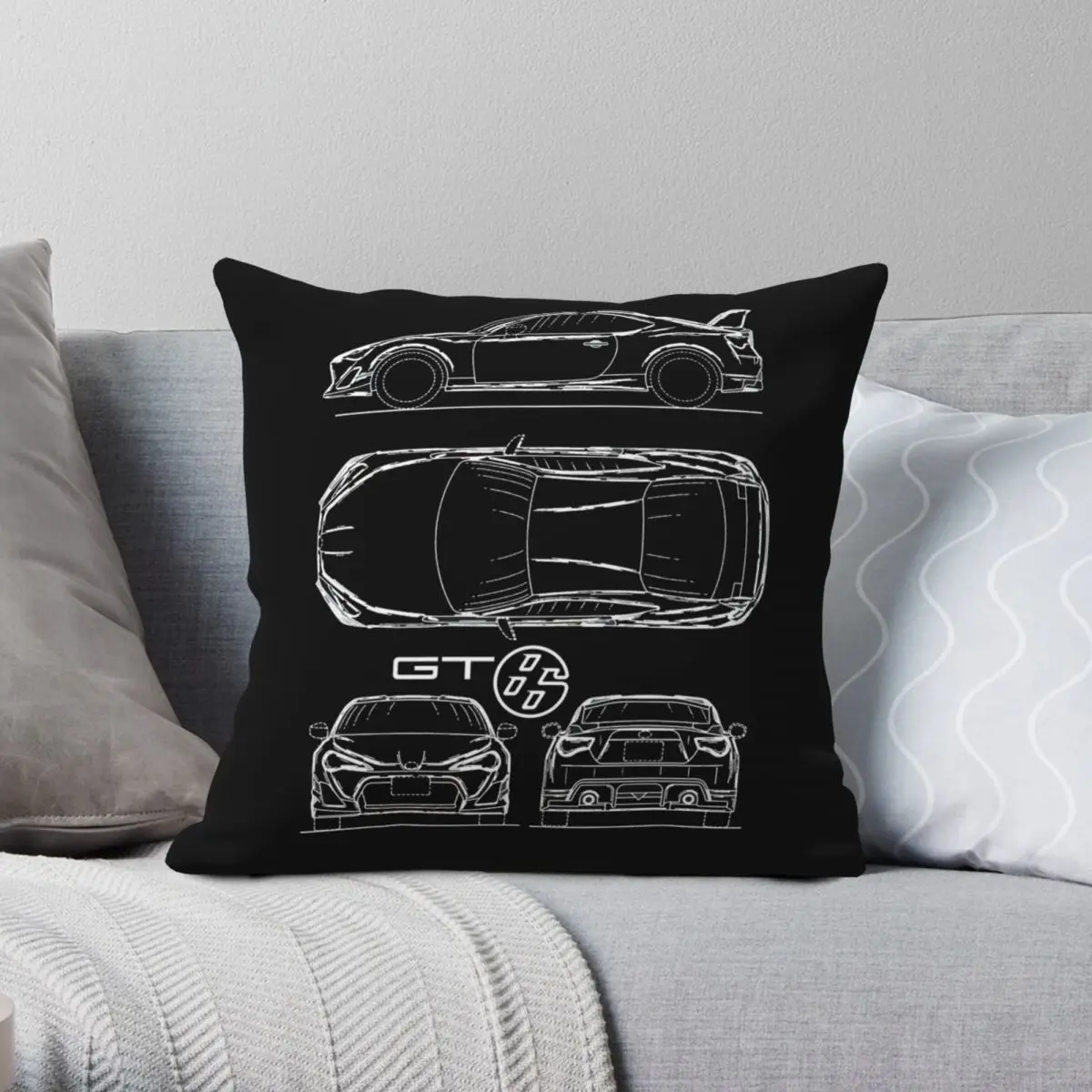 

The GT86 Blueprint Square Pillowcase Polyester Linen Velvet Creative Zip Decorative Pillow Case Bed Cushion Cover