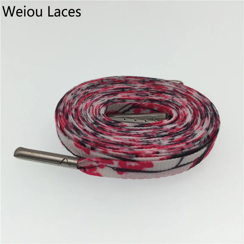 Weiou Shoe Accessory 8MM Sublimation Printed Lace Heat Transfer Pressed Cotton String Designers Patterned Tape 30Pairs Wholesale