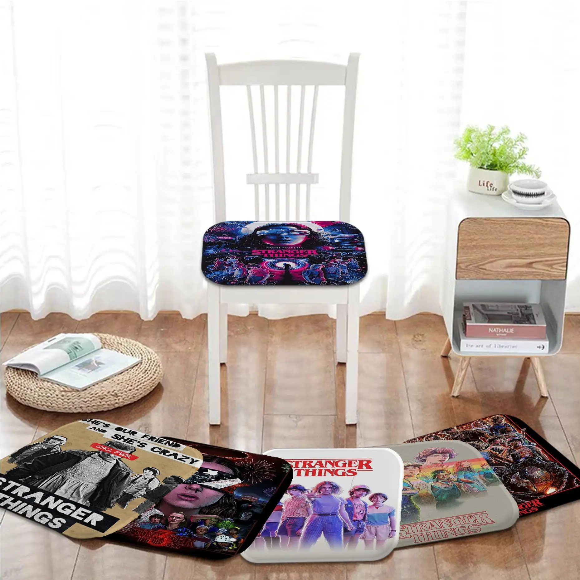 

Stranger Things Art Seat Cushion Office Dining Stool Pad Sponge Sofa Mat Non-Slip Sofa Cushion