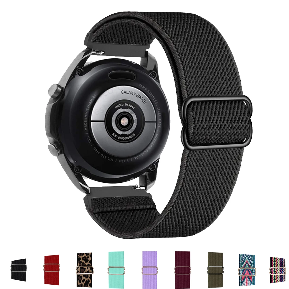 

Nylon strap For Samsung Galaxy watch 4 5 pro 3 Active 2 Gear S3 correa Adjustable Elastic bracelet For Huawei GT 2/3 band