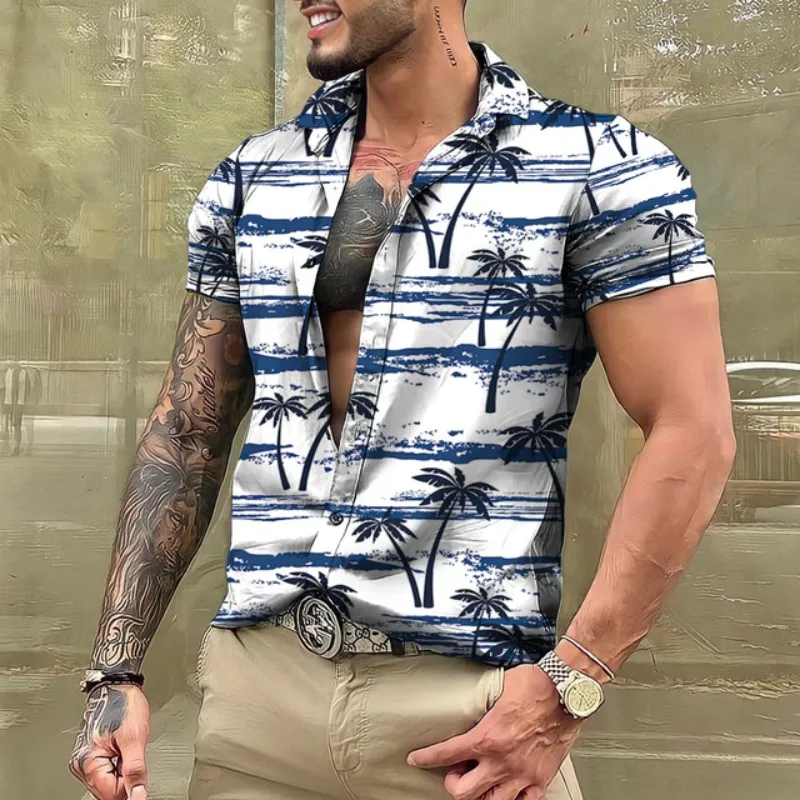 Men's Hawaiian Short Sleeve Shirt Printed High Quality Luxury Loose And Breathable Slim Fit Oversized Youth Gothic Clothing