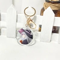 anime the journey of elaina transparent crystal keychain cosplay acrylic figure keyring kids collection toy 2173