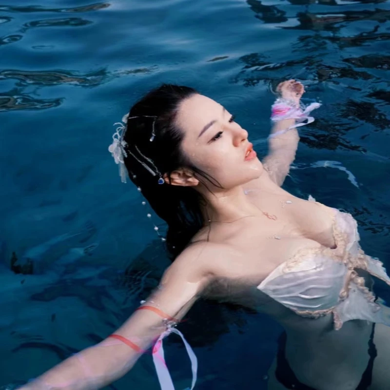 Новый узор силиконовый бюстгальтер бикини Русалка летнее плавание Свободное