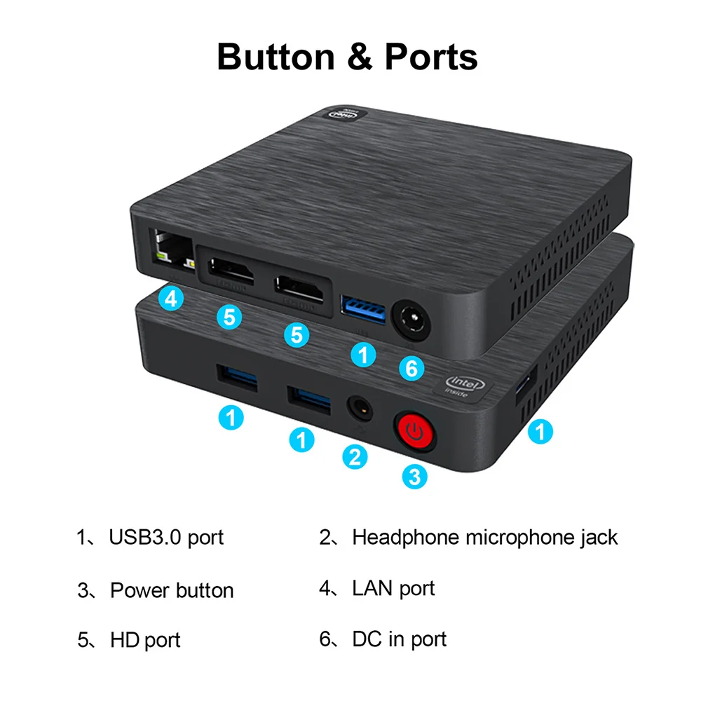 Мини-ПК Beelink T4 Pro 4 + 64 ГБ Intel Apollo Lake N3350 Windows 10 4K BT4.0 1000M Wi-Fi |