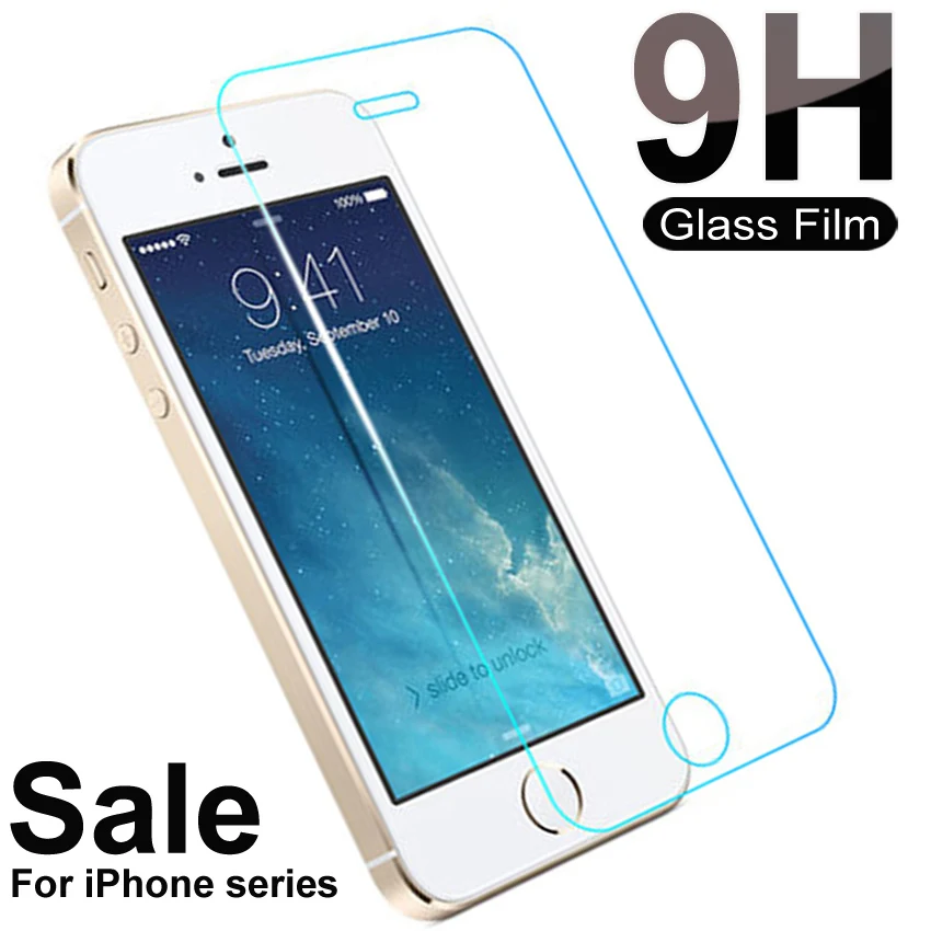 

Закаленное стекло 9H для iPhone 5 5S 5C SE 4S 6 6S 7 8 Plus, Защита экрана для iPhone XS 11 Pro Max X XR, защитная стеклянная пленка