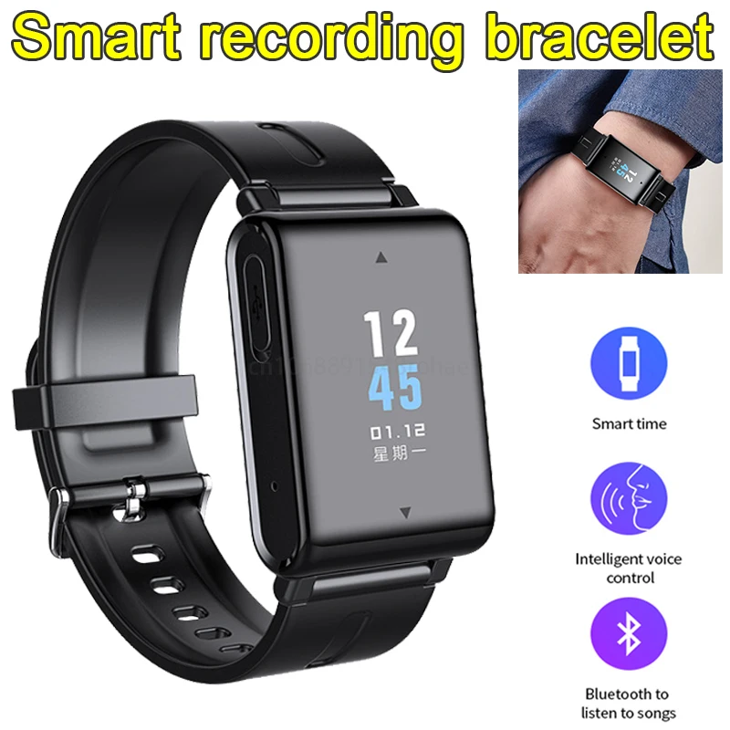 

Смарт-браслет с функцией записи, цифровой диктофон с Bluetooth, тайместером, профессиональное снижение уровня шума HD, секретное устройство, mp3-плеер