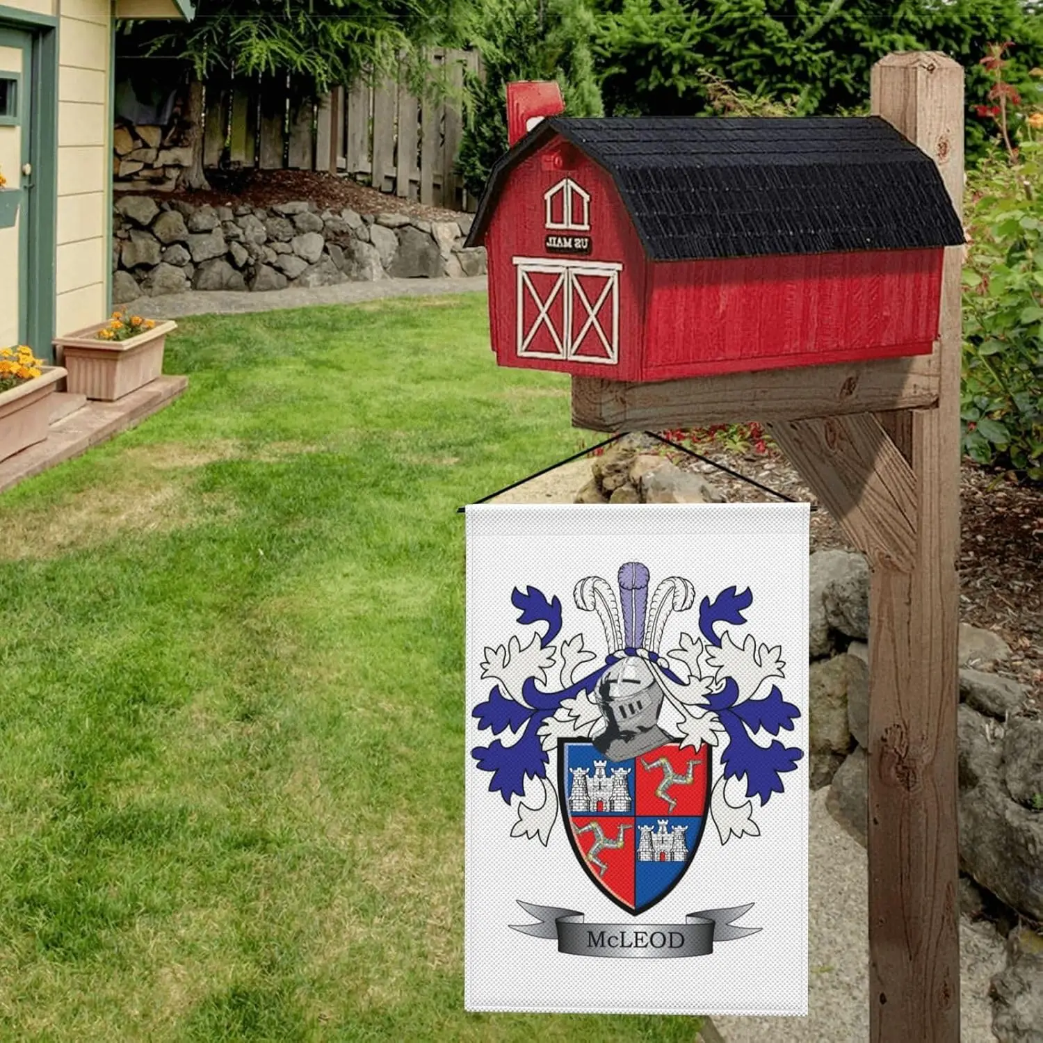 Семейный герб Mcleod небольшой садовый флаг двухсторонний вертикальный 12 × 18 дюймов