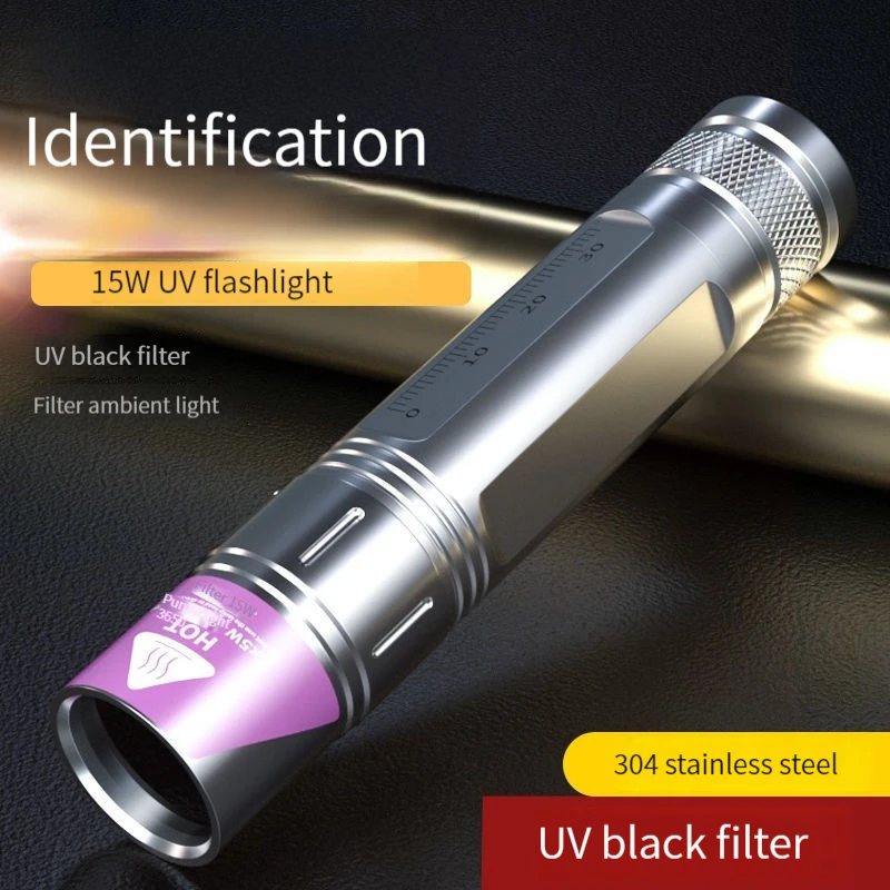 

Purple Light 365nm Identification High-power Special Flashlight Jade Jade Jewelry Detection Fluorescent Lamp Banknote Lamp