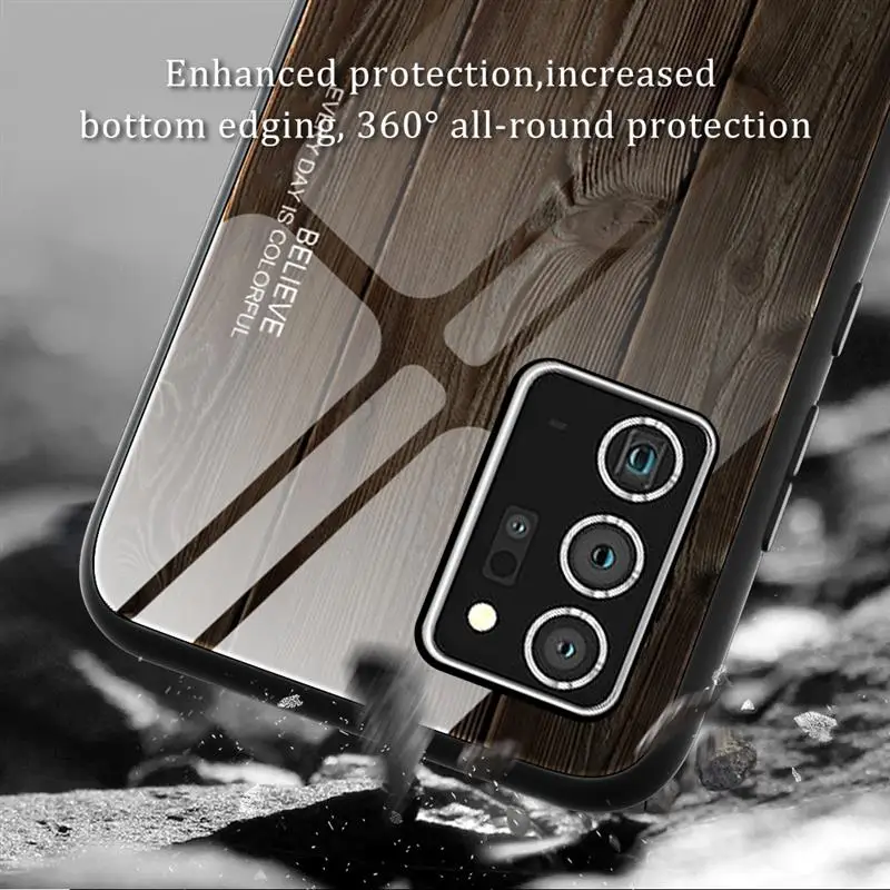 Чехол из закаленного стекла с текстурой древесины для Samsung Galaxy S20 FE S21 Ultra - купить