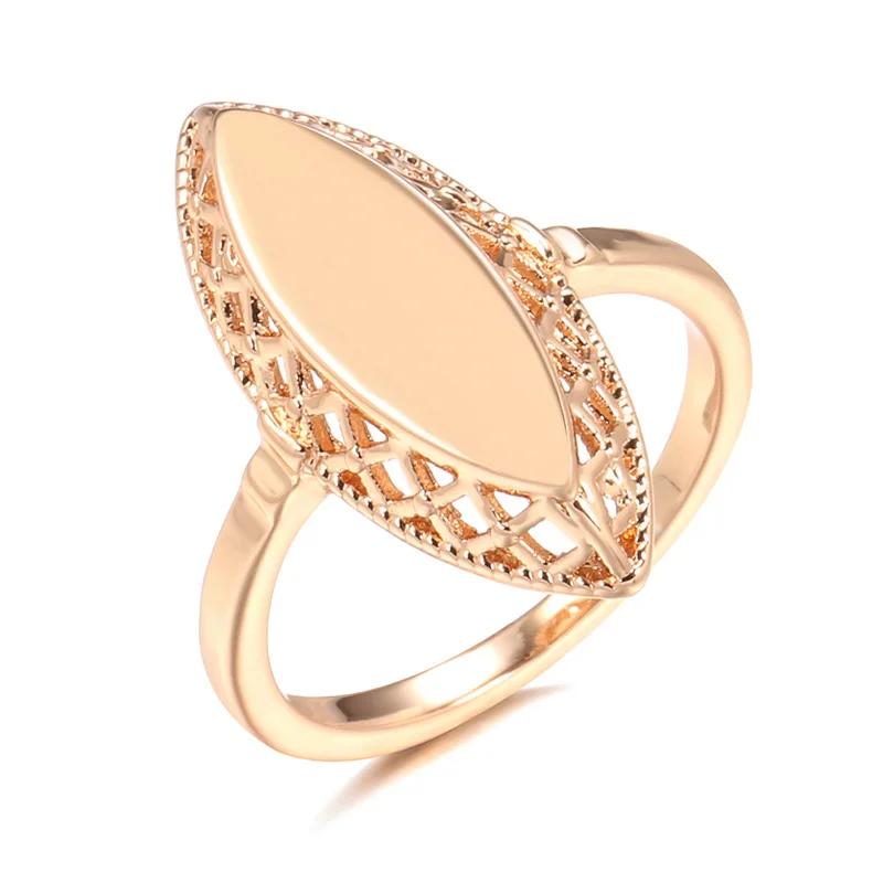 202 Hot Fashion Glossy Rings for Women 585 Rose Gold Simple Weaving Rhombus Rings Ethnic Bride Wedding Jewelry Accessories