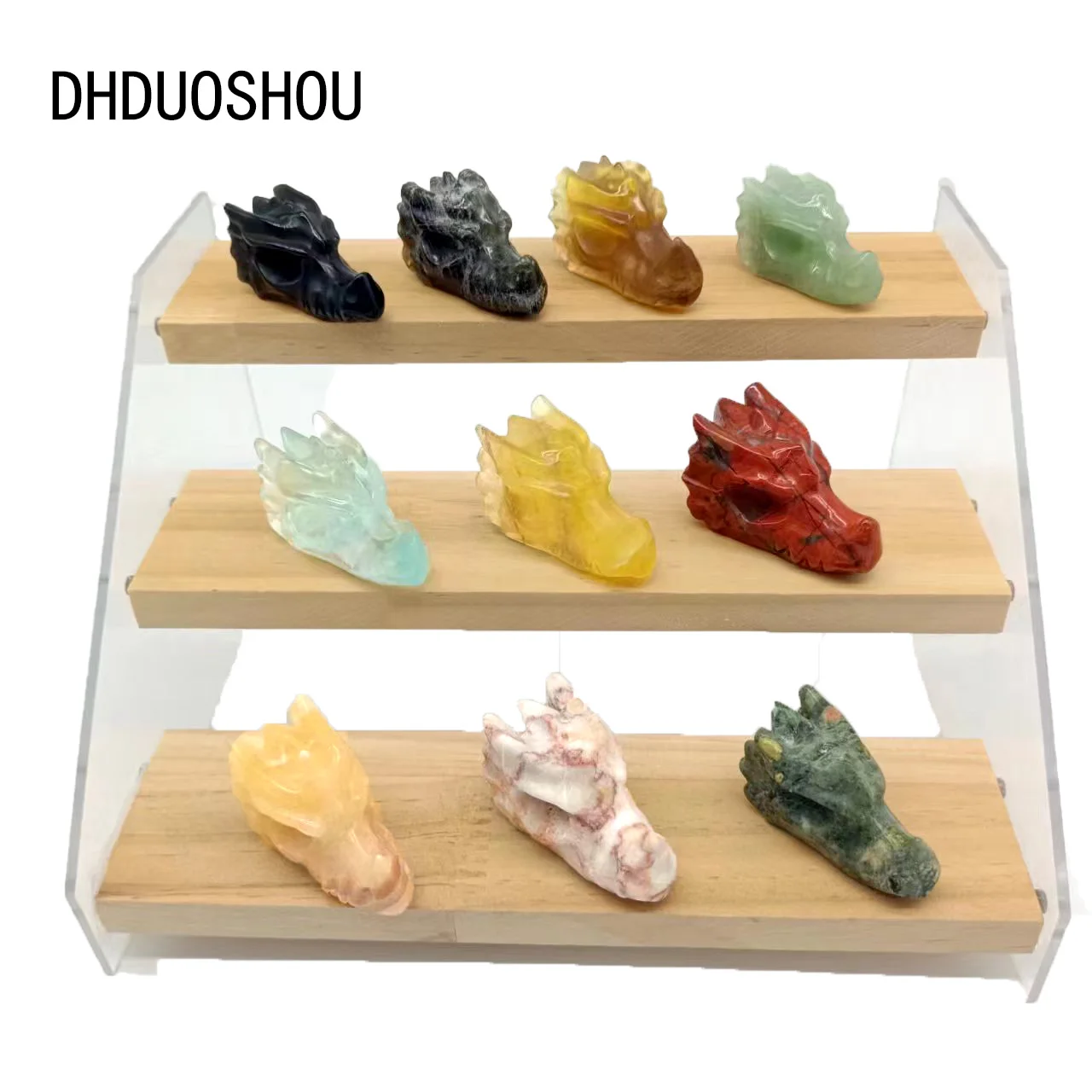 

Customization Natural Hand Craft Dragon Head Skulls Carved Crystal Quartz Skulls Reiki Healing For Home Decoration