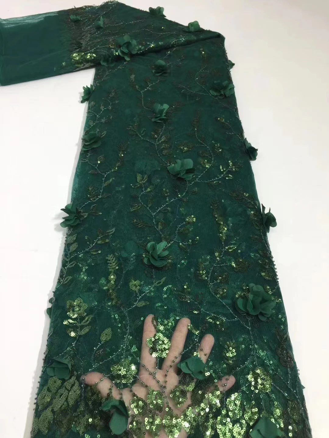 

Fashion latest style features full sequins decal lace lace floral French tulle lace fabric lady dress skirt