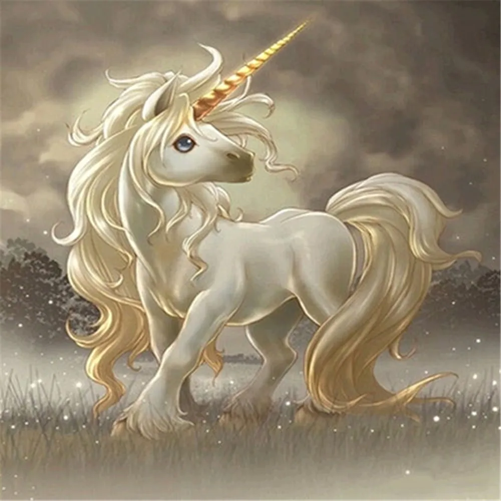 

5D Unicorn Diamond Painting DIY Animal Silver Unicorn Embroidery Full Square Or Round Diamond Cross Stitch Home Wall Art Decor