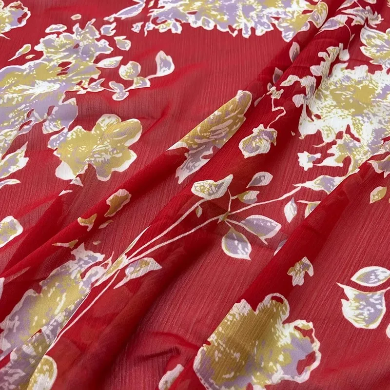 Бренд Европы и Америки красная задняя часть золотой цветок с принтом полиэфирная