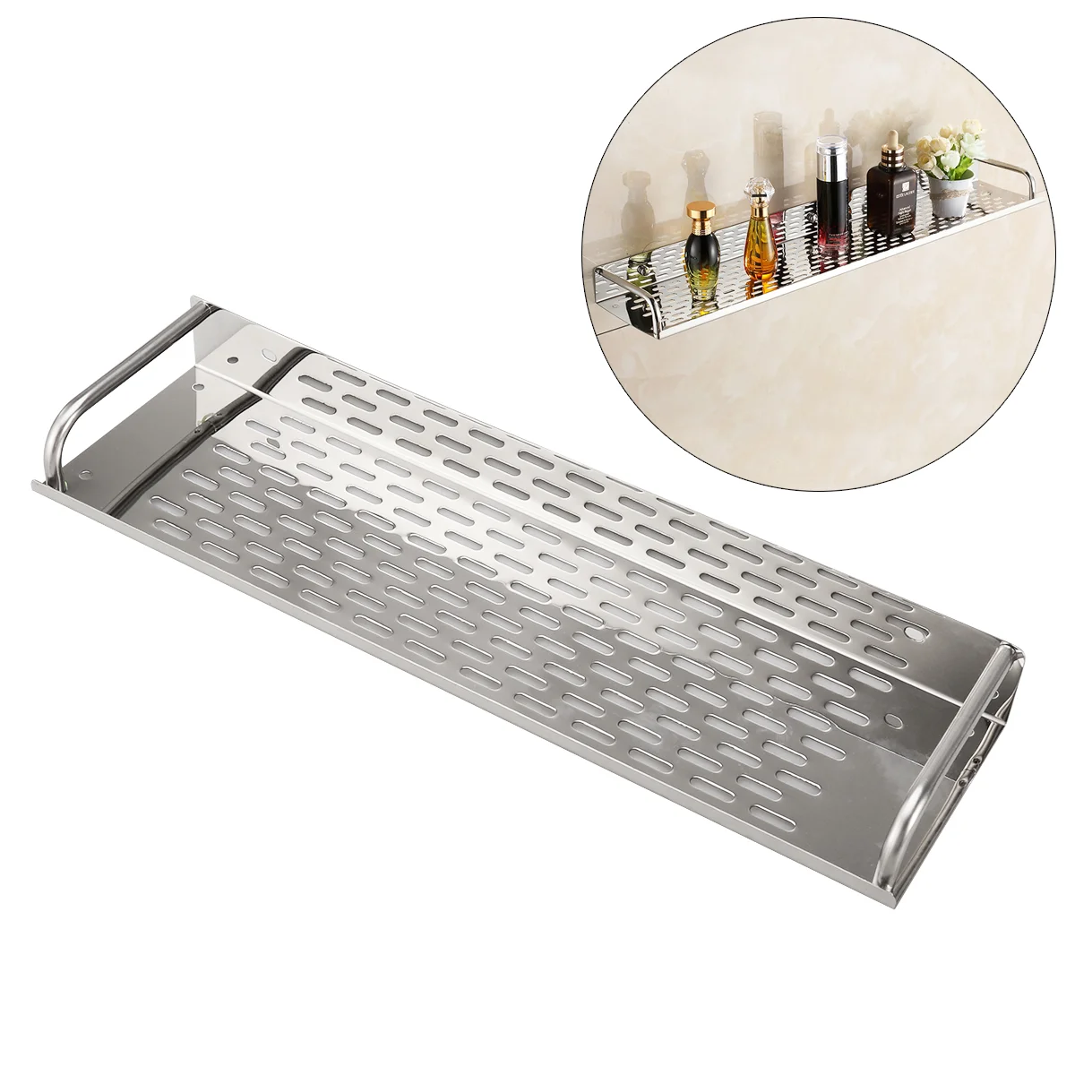 

Shelf Bathroom Rack Kitchen Shelves Shower Ledge Floating Wall Shelving Organizer Metal Hanging Sink Basket Adhesivestorage Wire