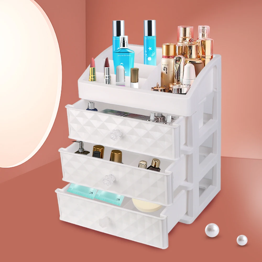 

Настольный прочный ящик для хранения косметики, Домашний Органайзер, косметический чехол, женский косметический контейнер для ухода за кож...