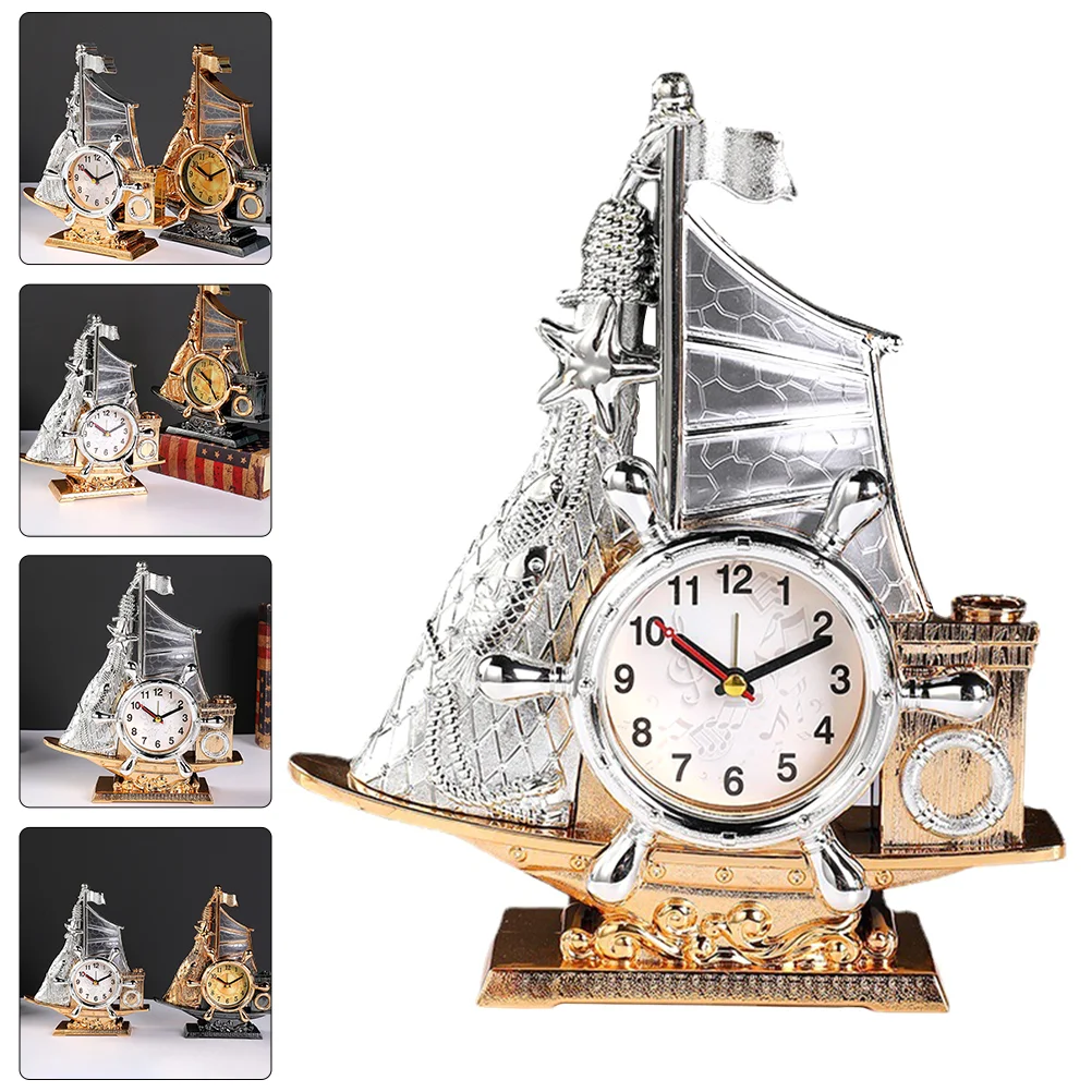 

Ship Clock Desk Model Decor Shelf Bookcase Table Tabletop Statuelifelike Alarm Kids Blank Ornaments Acrylic Ornament