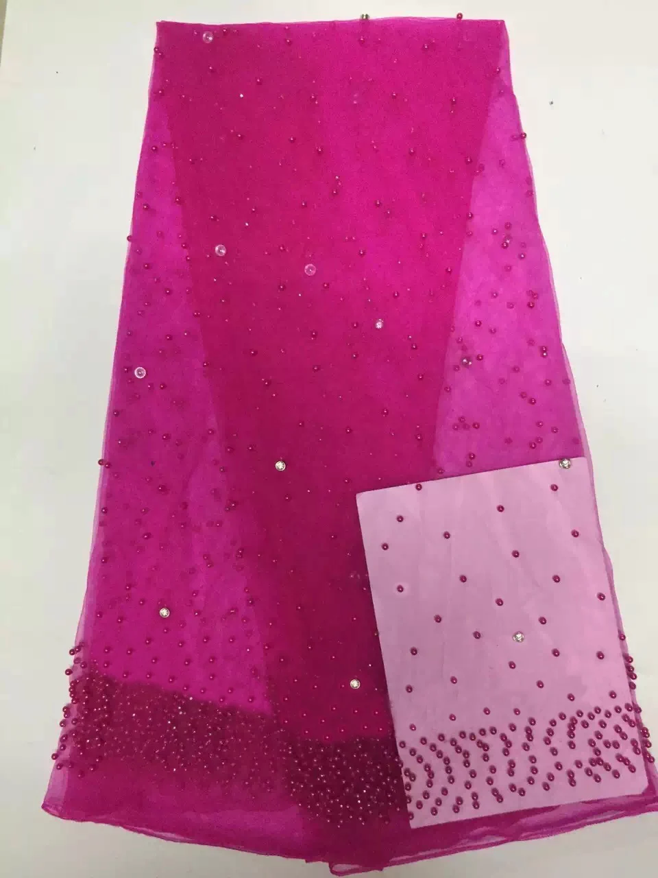 

Latest Beaded Lace Fabric High Quality African Lace Fabric Handmade Beads Lace Fabric for Bridal Material French Net Lace