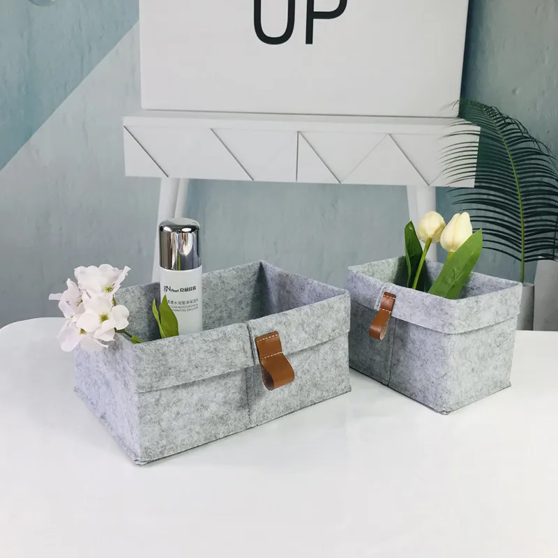 

Fabric Baskets Storage,basket Basket Of Pen Flowe Desktop Cosmetics Bedroom Countertop Felt Organize Storage Holder Sundries