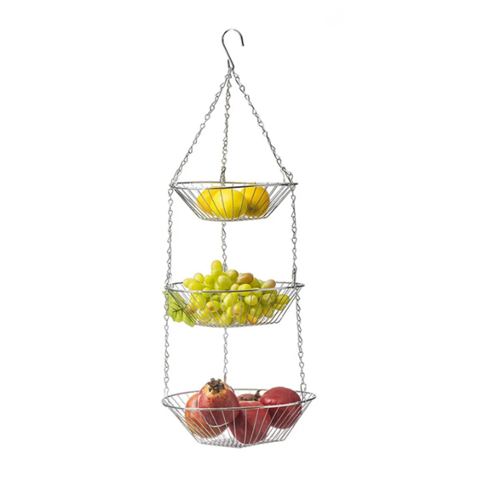 

3 Tier Storage Kitchen Metal Decoration Rack Organizer Holder Bowl Folding Hanging Home Fruit Basket Vegetable