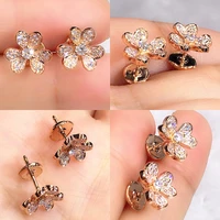 huitan fresh style flower shape stud earrings romantic womens accessories with dazzling cubic zirconia stone statement jewelry
