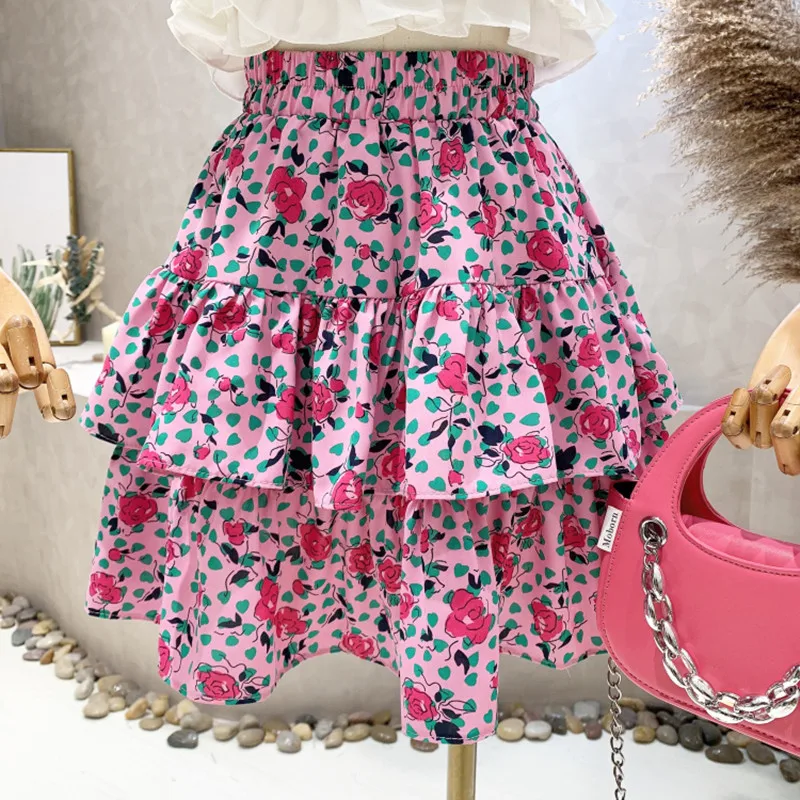 New Women's Clothing 2022 Summer Versatile floral Ruffle high waist slim A-line skirt