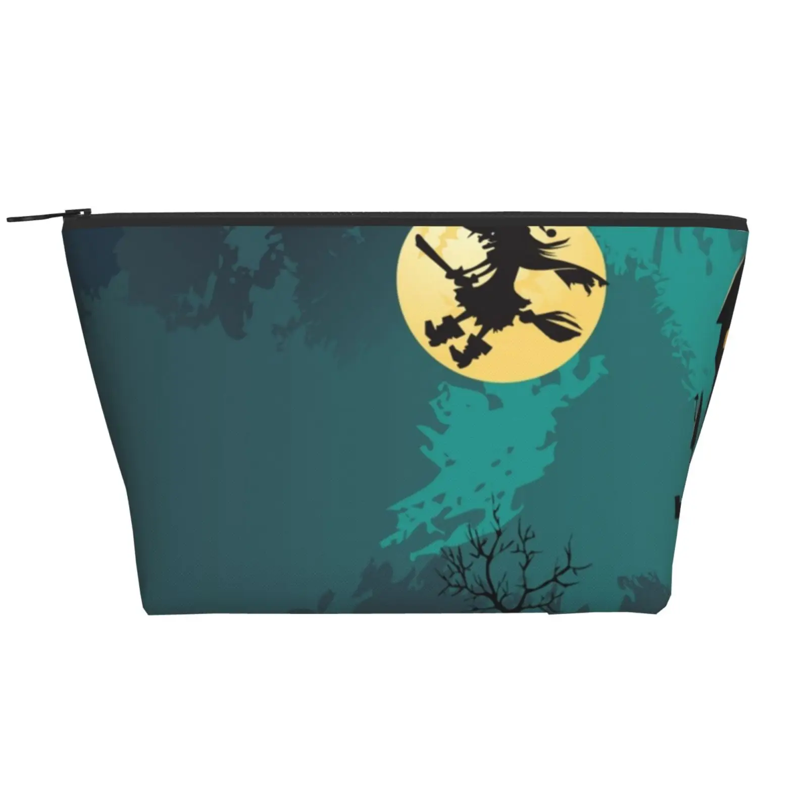 

Witch Flying Broom Night Halloween Bag Organizer Trapezoid Daily Storage Bag Polyester Holiday Travel Vacation Makeup Folding