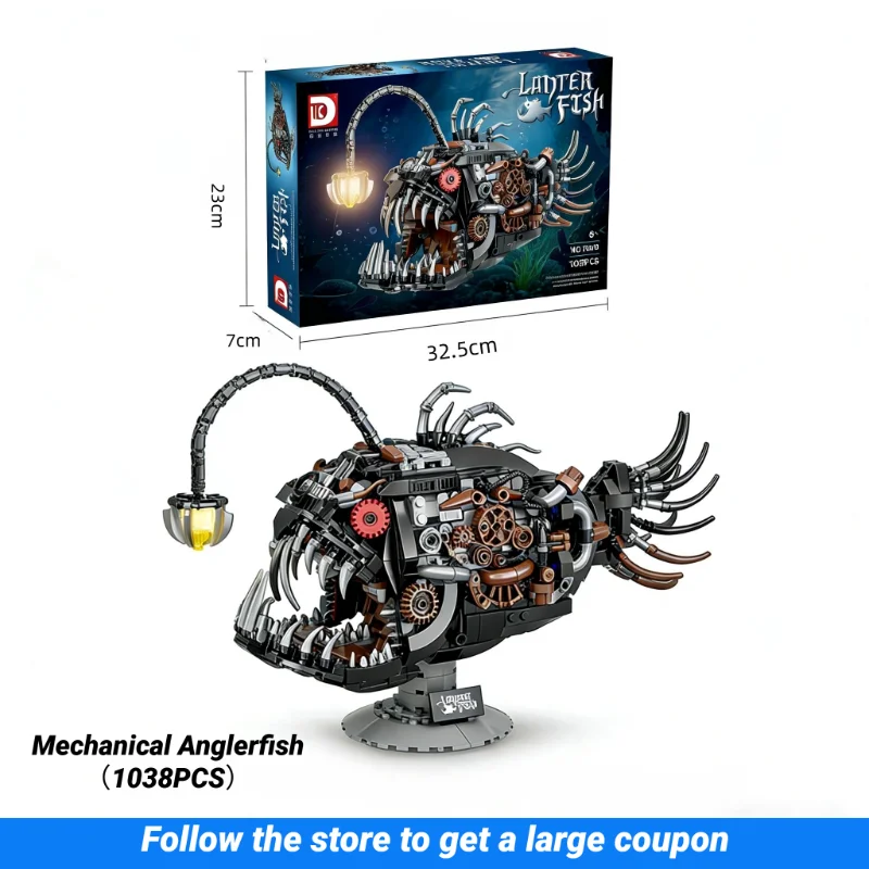 Фото Креативная сборка кирпичей, роботизированный набор Anglerfish MOC, 1038 шт., строительная игрушка, модель STEM, подарок для взрослых и детей №1