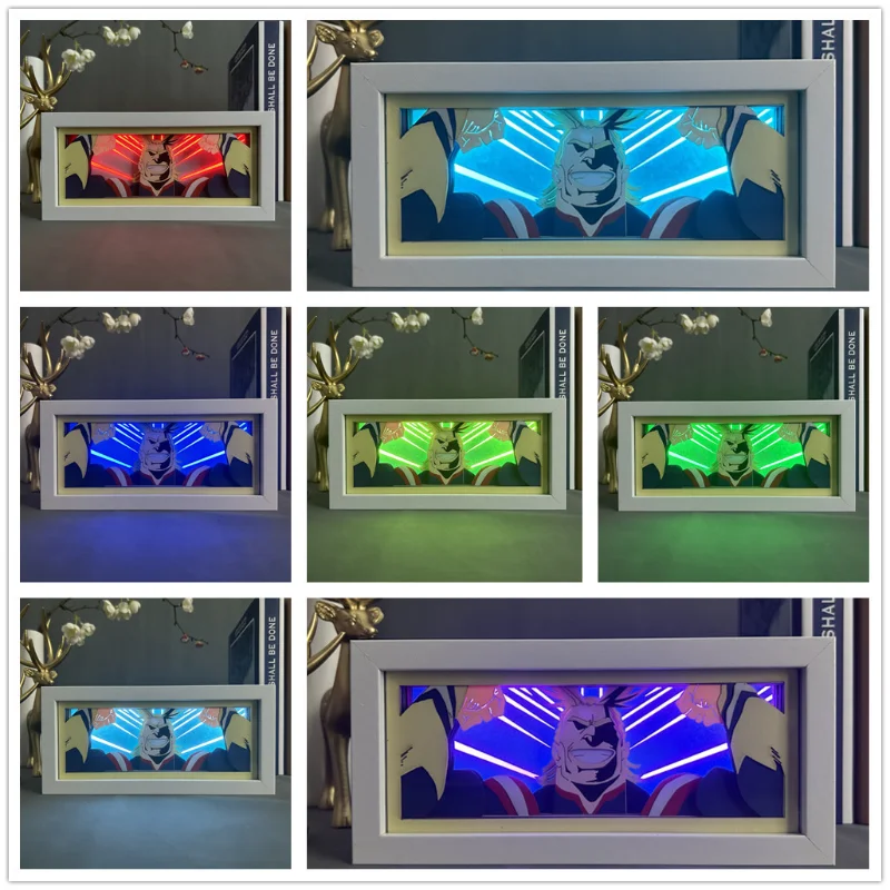 

My Hero Academia Anime Peripheral Paper Carving Lamp Desktop Ornament Paper-cut Lamp USB Battery Dual-purpose Photo Frame Lamp
