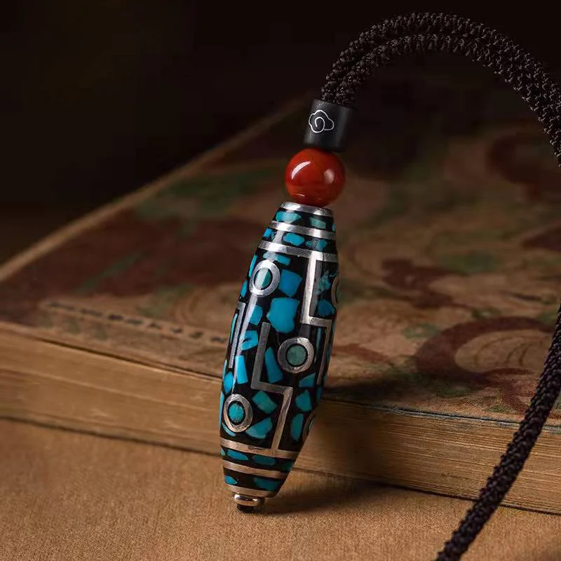 

Новый зеленый ретро-кулон Guochao из девять Соединенных бусин, мужское ожерелье, кулон, Женский Рождественский талисман, аксессуары, ювелирные ...