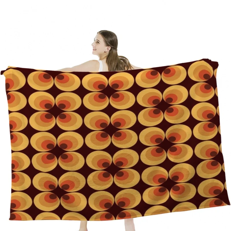 

Retro Orange Throw Blanket Soft Velvet Blanket Travel Bedding Blanket