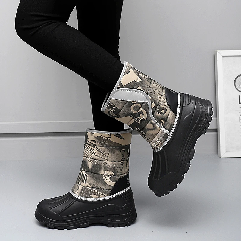 Women's Snow Boots Women Hiking Ankle Shoes Outdoor High Top Warmth Casual Shoes Tall Barrel Camping Footwear Lace-up