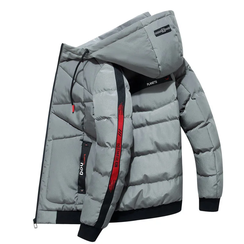 Didiboer Autumn and Winter Men's Hooded Jackets Mens Loose Pockets Parkas Casual Warm Parkas Jacket Cotton Coats Men Clothing