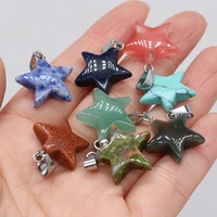6pc natural crystal agate stone pendant star fashion quartz charms for lady jewelry making diy necklace accessories 20x20mm