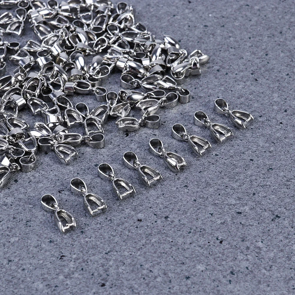 50pcs Metal Pinch Clip Bail Bead Pendant Connector Jewelry Bracelet Findings Accessories ( White )