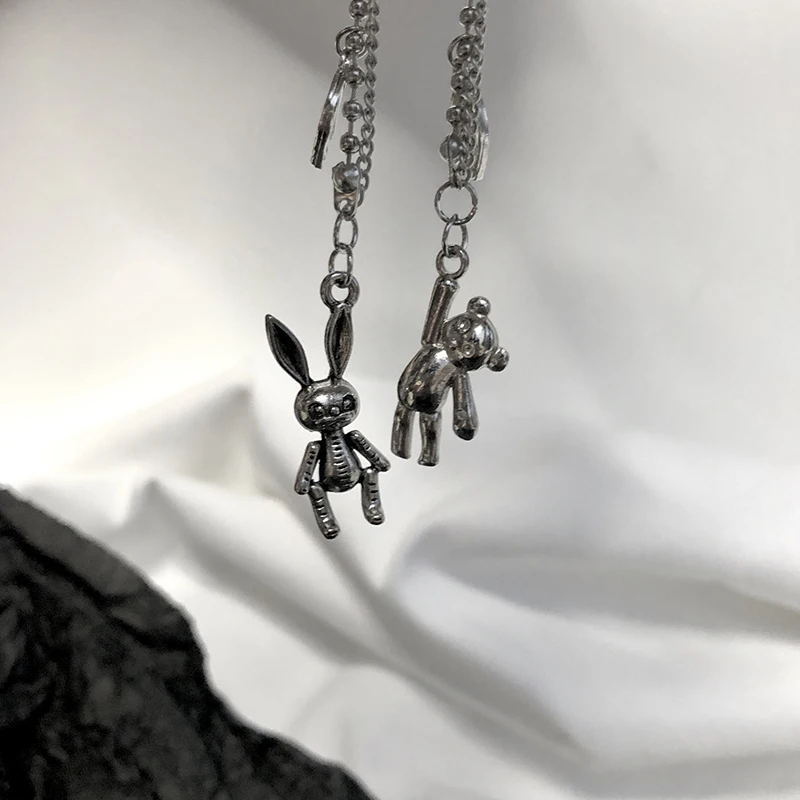 

Vintage Bear Rabbit Necklace for Women Men Silver Color Pendant Necklaces Animal Chokers Charm Jewelry Gifts
