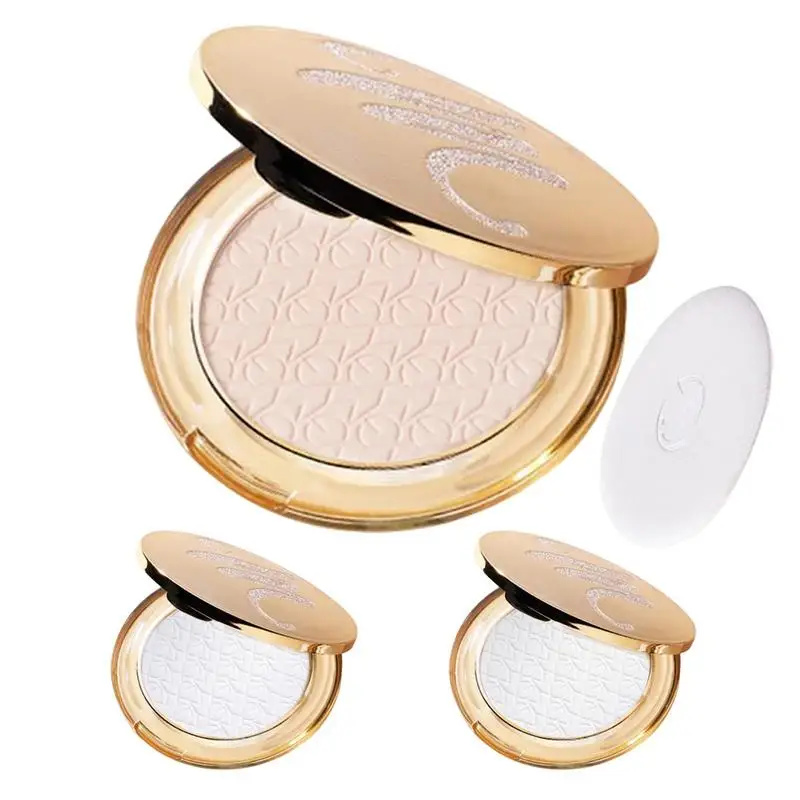 

Face Powder Compact Oil Control Golden Face Pressed Smooth Setting Powder Waterproof Long Lasting Lightweight Finishing Powder