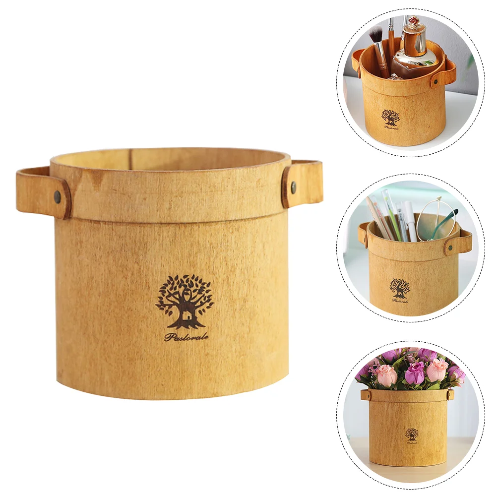 

1Pc Simple Bucket Flowers Bucket Desktop Flower Holder Decor for Home Khaki