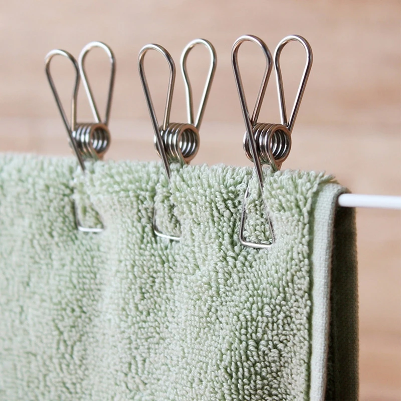 

20 Pcs Multipurpose Windproof Clothespin Stainless Steel Marine Grade Durable Pegs Metal Hanging Clips for Clothes Towel