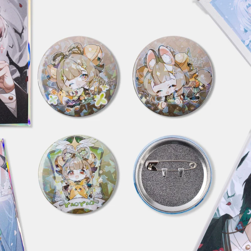 

Genshin Impact Yaoyao Anime Badge Laser Cover Round Brooch Kawaii Badges Ita Bag Ornament Cute Accesorios Cos Jewelry Collection