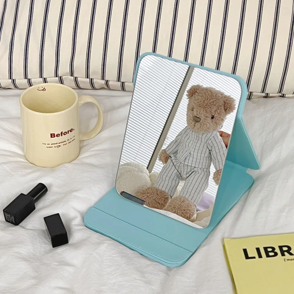 

Portable Makeup Mirror with Stand and Vegan Leather Cover Vanity Mirror for Home Office Beauty Gifts for Bridesmaids Women Girls