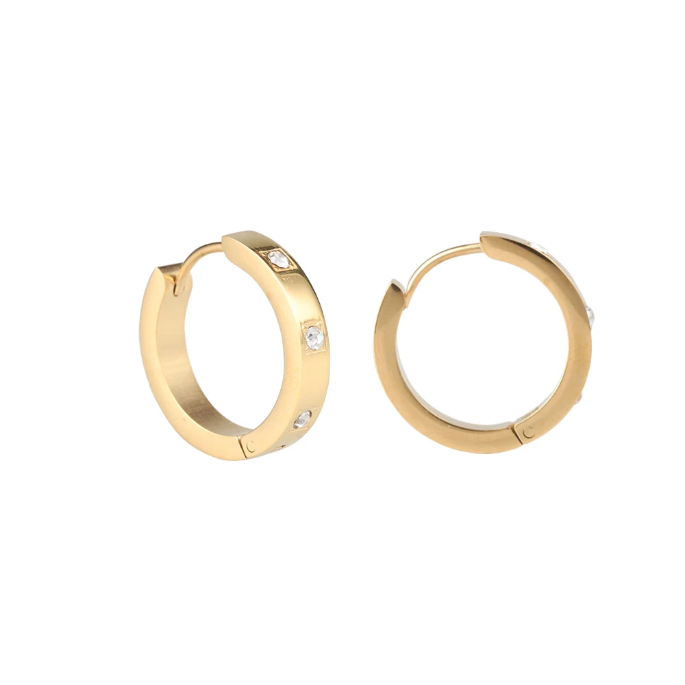 

Женские серьги-кольца из нержавеющей стали с кристаллами