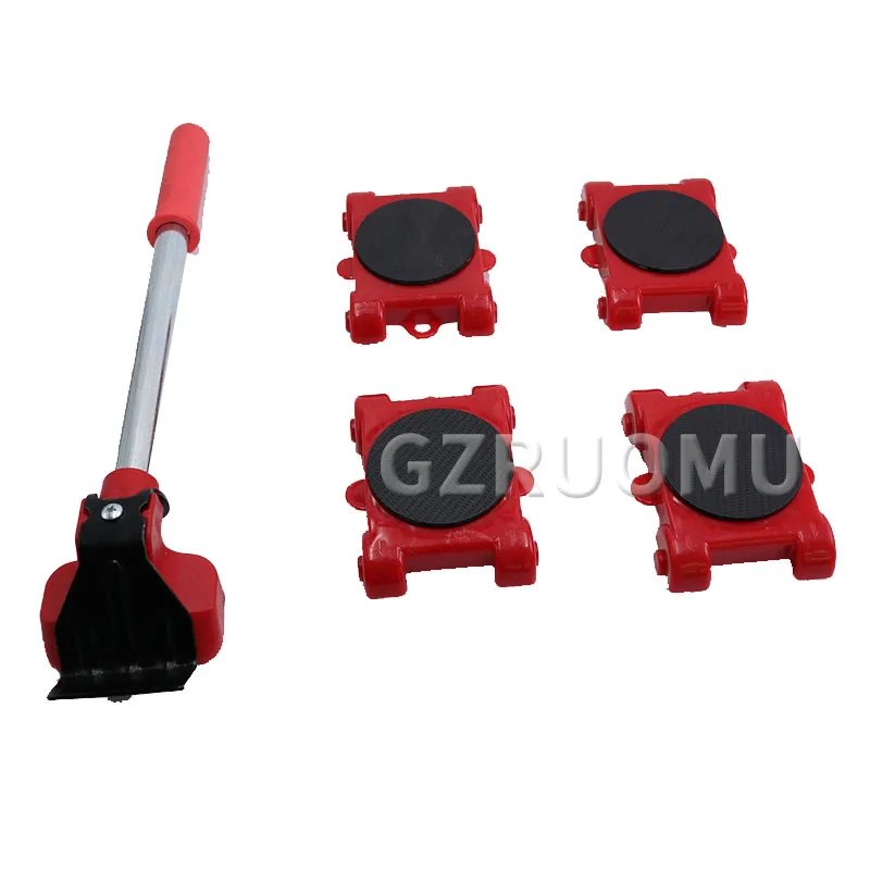 

5 Pcs Professional Furniture Mover Tools Set Portable Heavy Stuffs Mobile Moving Artifact Transport Lifter Device With Wheel Bar