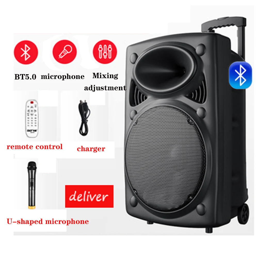 

12 Inch Outdoor Bluetooth Speaker Column High Power Portabe Column Subwoofer Sound System Soundbox with Fm Radio Micphone TF USB