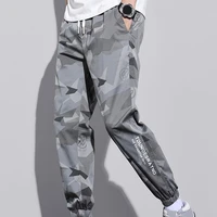 men pants hip hop style loose ankle banded camouflage print elasic waist cargo pants daily garment